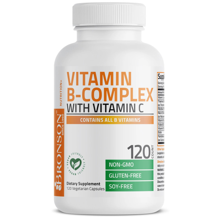 B Complex cu vitamina C – 120 capsule – Bronson Laboratories