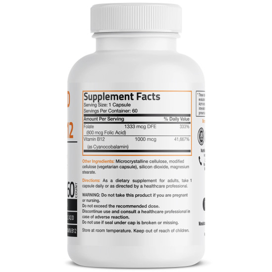 Acid Folic 800 mcg + Vitamina B12 1000 mcg | Bronson