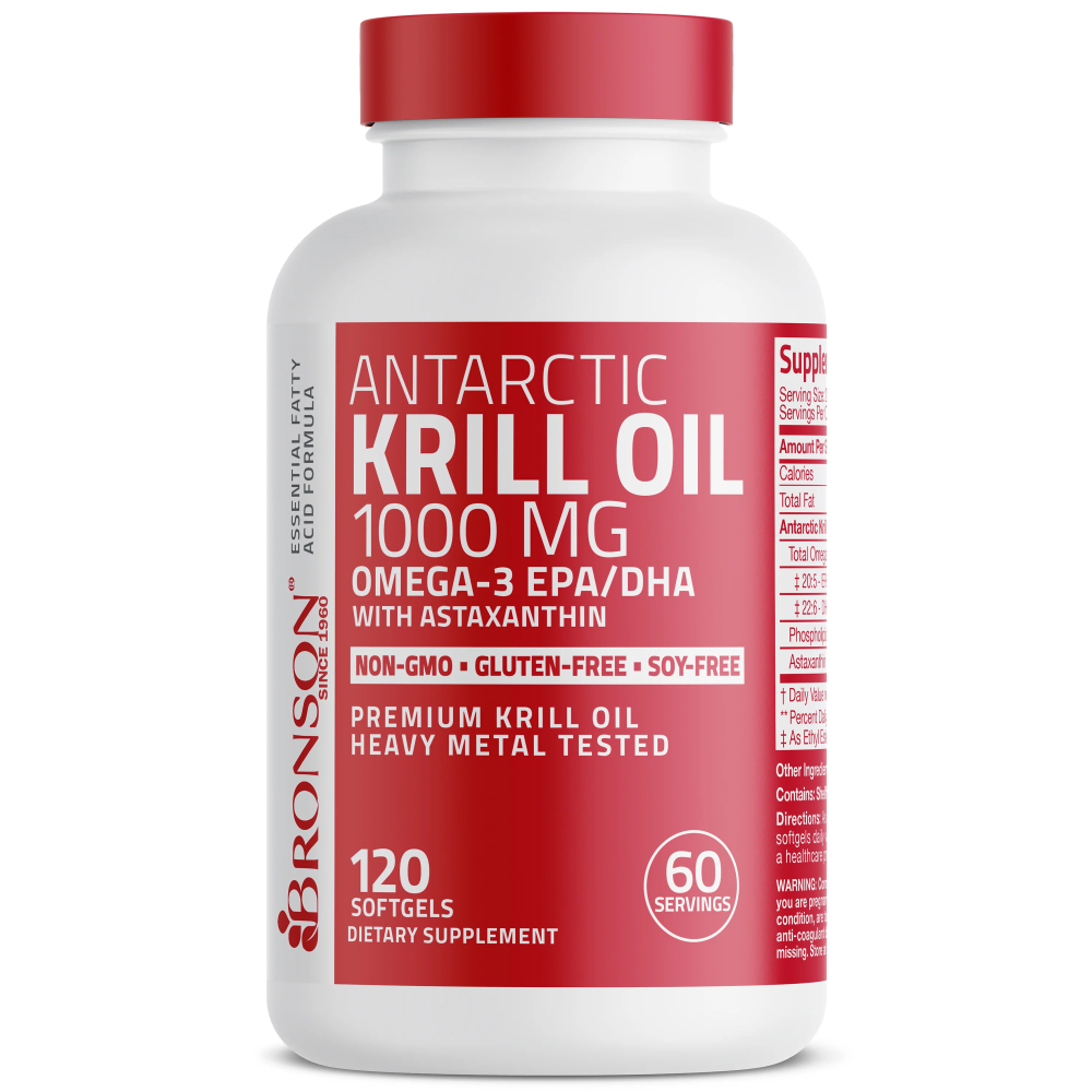 Antarctic Krill Oil cu Astaxantina 1000 mg | Omega 3 Premium Bronson