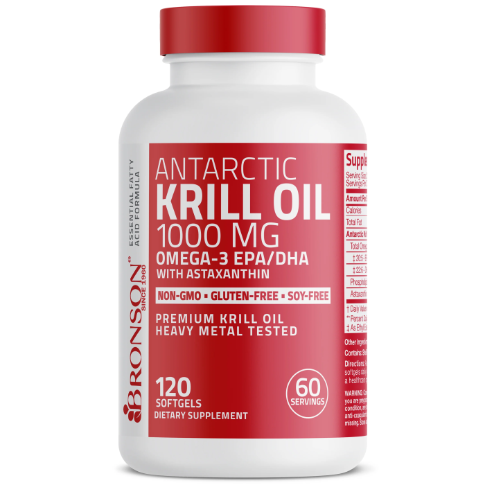 Antarctic Krill Oil cu Astaxantina 1000 mg | Omega 3 Premium Bronson