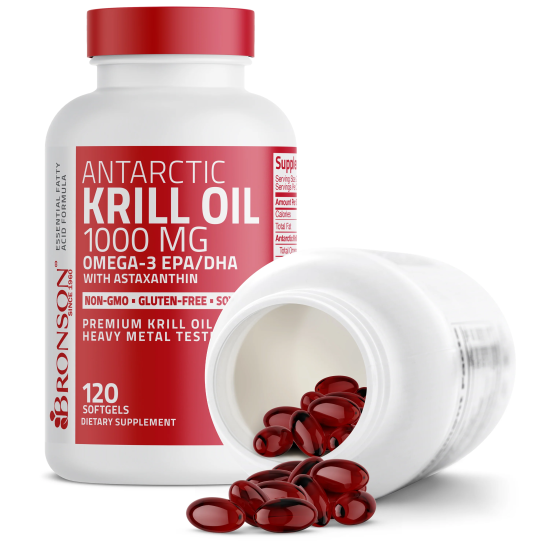 Antarctic Krill Oil cu Astaxantina 1000 mg | Omega 3 Premium Bronson