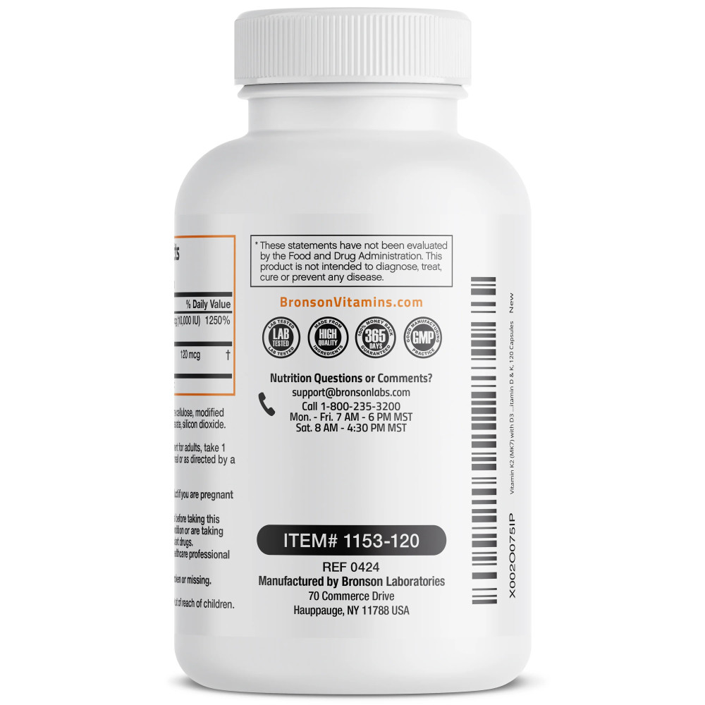 Vitamina K2 + Vitamina D3 5000 UI – 120 capsule – Bronson Laboratories