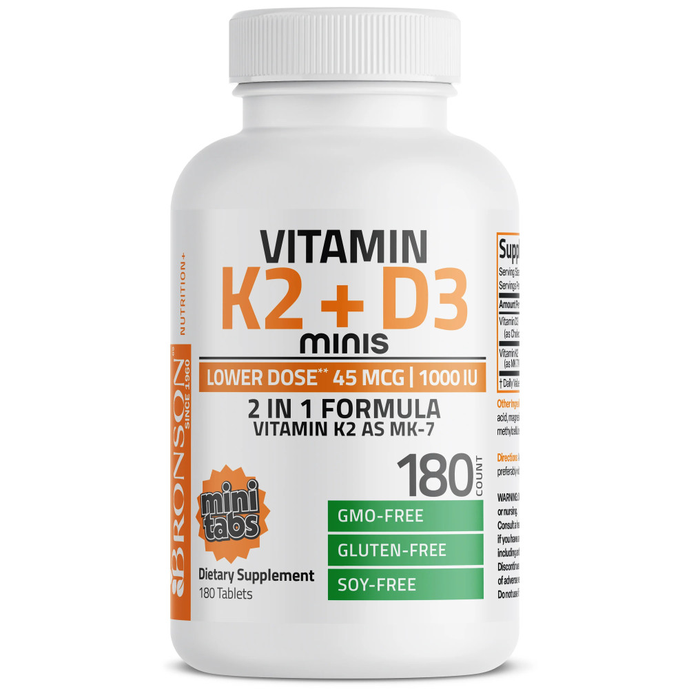 Vitamina K2 MK-7 45 mcg + Vitamina D3 1000 UI - Bronson Vitamins