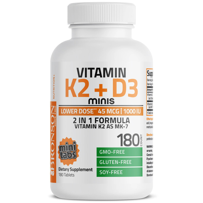 Vitamina K2 MK-7 45 mcg + Vitamina D3 1000 UI - Bronson Vitamins