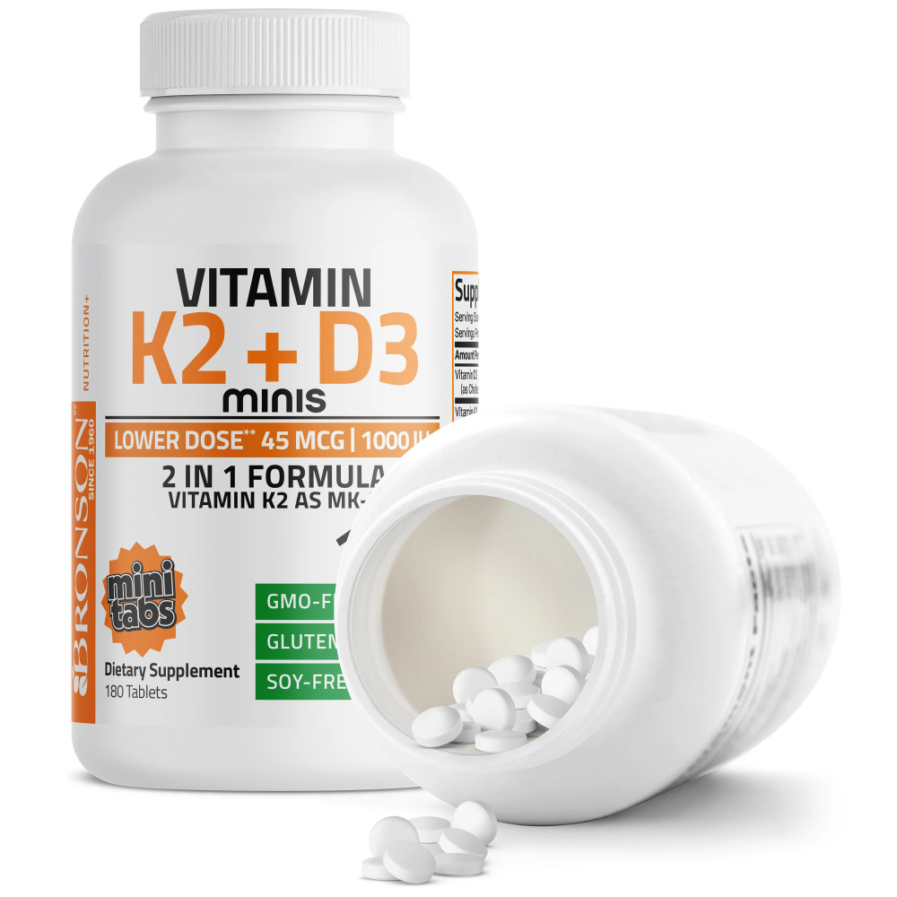 Vitamina K2 MK-7 45 mcg + Vitamina D3 1000 UI - Bronson Vitamins