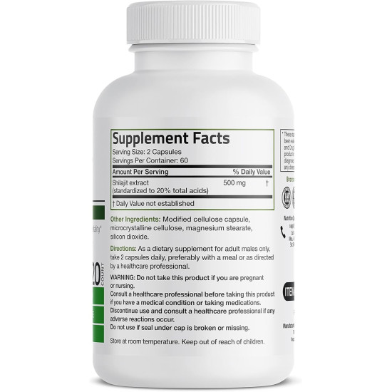 Supliment Shilajit standardizat 20% acid fulvic Bronson