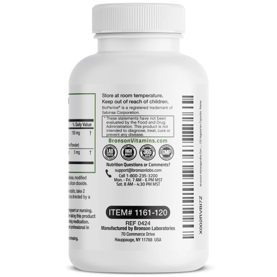 Ashwagandha 3000 mg cu Bioperine, 120 capsule, Bronson Laboratories
