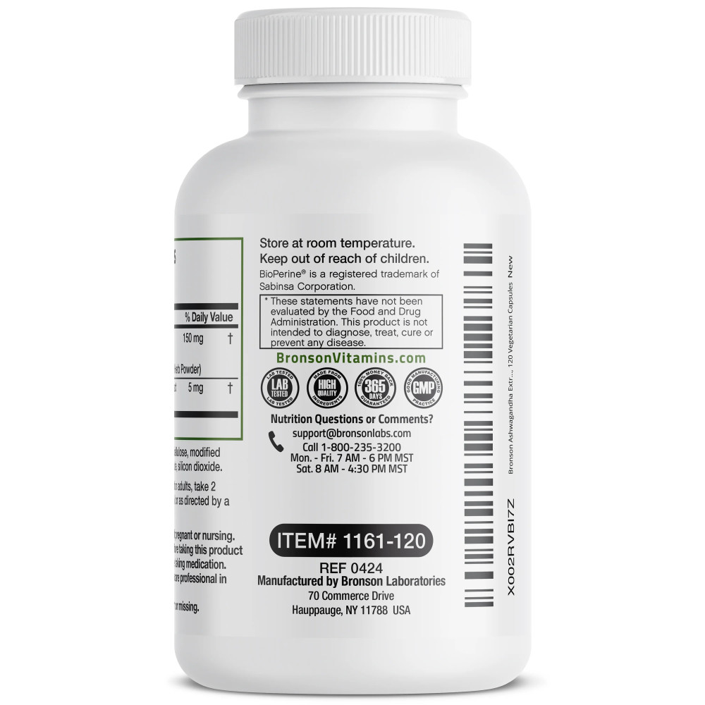 Ashwagandha 3000 mg cu Bioperine, 120 capsule, Bronson Laboratories