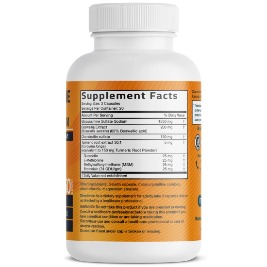 Glucozamina Chondroitin Turmeric & MSM – informatii nutritionale si ingrediente