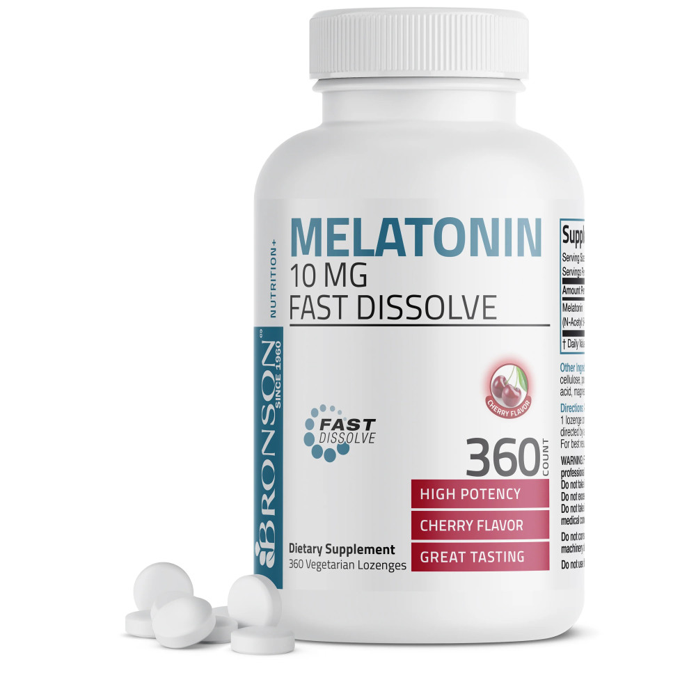 Melatonina 10 mg Cherry Flavour Bronson | Somn si relaxare | 360 tablete